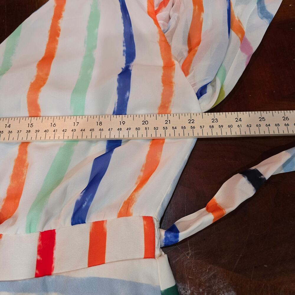 L'ATISTE by Amy Multi-Color Striped Maxi Dress┃ Plus Size 1X ┃Boho Ruffle Hem - Picture 6 of 9